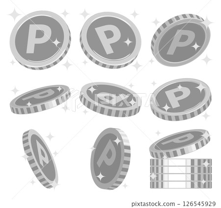 Sparkling silver point coin illustration image material set bulk sale Sparkling silver point coin illustration image material set bulk sale 126545929