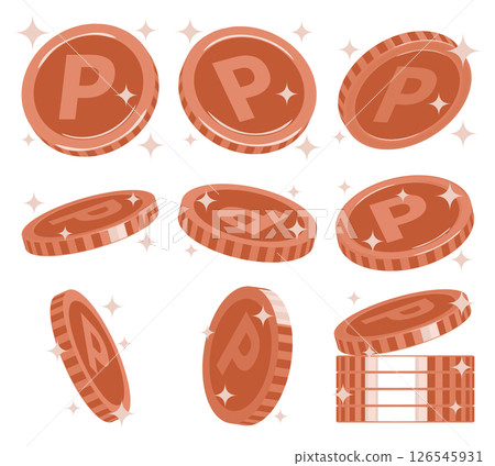 Sparkling bronze point coin illustration image material set bulk sale Sparkling bronze point coin illustration image material set bulk sale 126545931