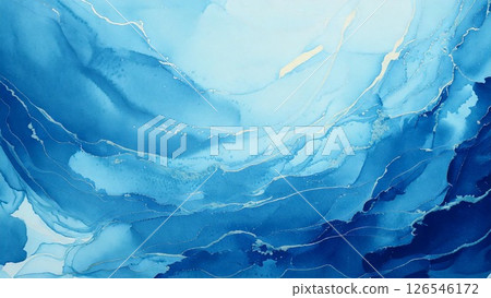 淺色手繪水彩背景素材藍色淺藍色AI生成素材 126546172