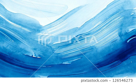 Light hand-painted watercolor background material Blue Light blue AI generated material 126546273