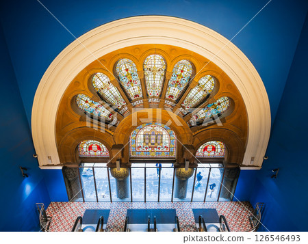 Sydney Queen Victoria Building entrance stained glass 126546493