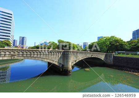 View of Otemon Bridge at Hama-rikyu Gardens, Chuo Ward, Tokyo 126546959