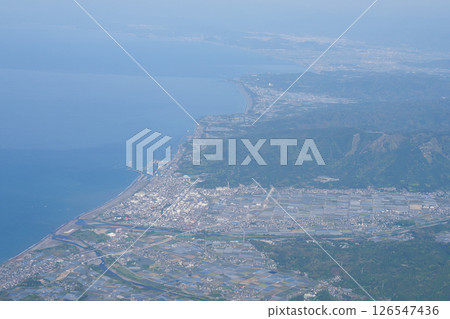 Southern Kochi Prefecture seen from the plane (from the Pacific Ocean to landing at Kochi Airport) 126547436
