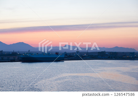 Evening view of Tomakomai Port, Hokkaido 126547586