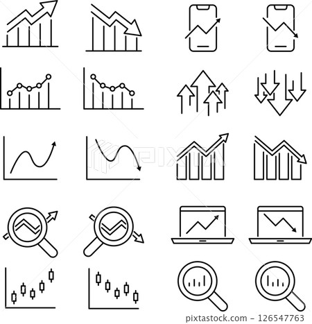 Icon set for rising and falling graphs 126547763