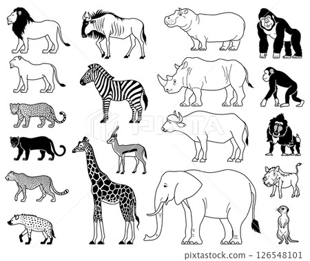 African mammal icon set African mammal icon set 126548101