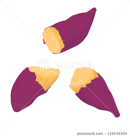 Illustration of a steaming hot roasted sweet potato 126548304