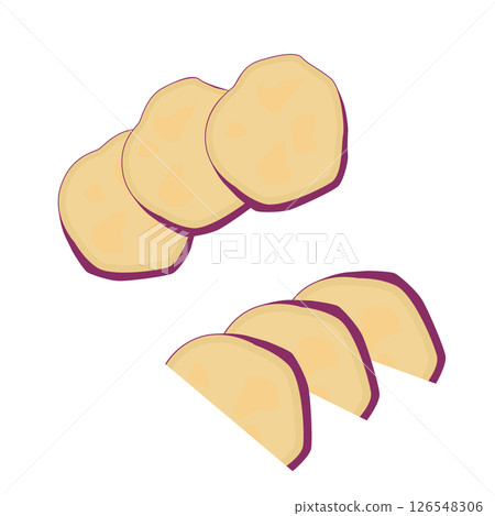 Illustration of how to cut sweet potatoes 126548306