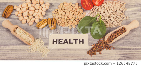 Healthy nutritious food as source natural vitamin B9, fiber and other minerals Healthy nutritious food as source natural vitamin B9, fiber and other minerals 126548773