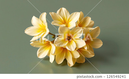 elegant cluster of primrose in a minimalist style, with pastel yellow and ivory tones 126549241