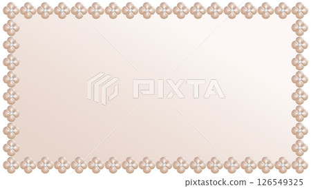 3DCG illustration of a pink flower pearl frame. Pearl plates arranged in a rectangular shape in 16:9. 3DCG illustration of a pink flower pearl frame. Pearl plates arranged in a rectangular shape in 16:9. 126549325