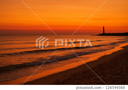 海岸被弄髒在日落 126549360