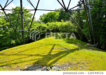 Tanzawa's Himon Peak: A square of power transmission towers in the mountains. Japanese rose Tanzawa's Himon Peak: A square of power transmission towers in the mountains. Japanese rose 126549516