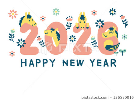 新年賀卡 2026 令及8年 馬年 粉彩 126550016