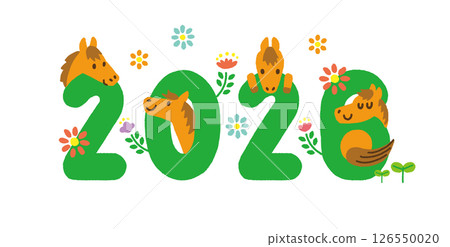 2026 Year of the Horse New Year's card material Hakuba illustration motif Spring 126550020