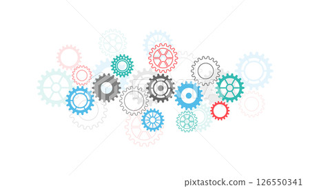 Cogs and gear wheel mechanisms. Concepts and ideas for hi-tech digital technology and engineering design. Abstract technical background of mechanical engineering. Cogs and gear wheel mechanisms. Concepts and ideas for hi-tech digital technology and engineering design. Abstract technical background of mechanical engineering. 126550341