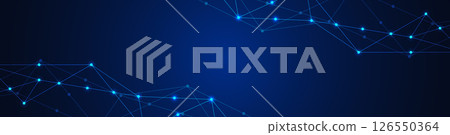 Website header or banner design with abstract polygonal background and connecting dots and lines. Global network connection. Digital technology with plexus background and space for your text. 126550364