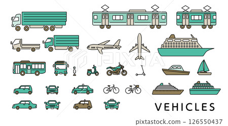各種車輛的簡單插圖集 126550437