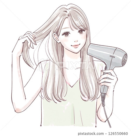 Woman drying her hair | Beauty and lifestyle image 126550660