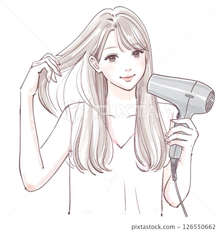Woman drying her hair | Beauty and lifestyle image 126550662