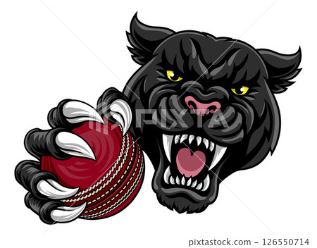 Black Panther Leopard Jaguar Cat Cricket Mascot Black Panther Leopard Jaguar Cat Cricket Mascot 126550714