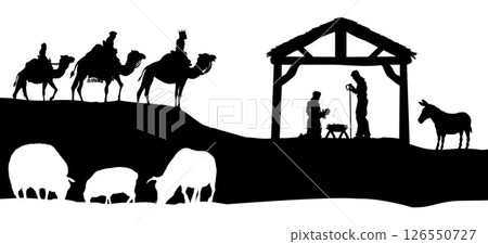 Christmas Nativity Scene Bethlehem Manger Wise Men Christmas Nativity Scene Bethlehem Manger Wise Men 126550727