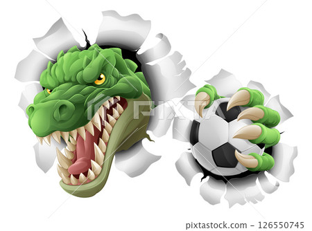 Crocodile Dinosaur Alligator Soccer Sports Mascot 126550745