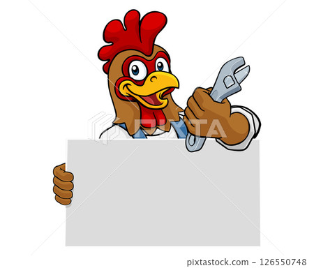 Rooster Mechanic Plumber Spanner Wrench Handyman 126550748