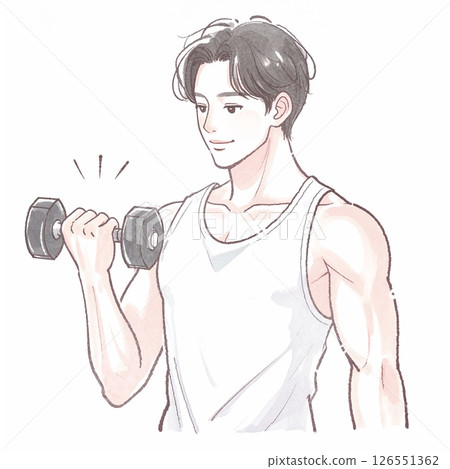 男子舉起啞鈴 |訓練與健身形象 126551362