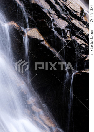 Ao-taki waterfall at the source of the Mitaki River in Yunoyama Onsen during the season of fresh greenery Ao-taki waterfall at the source of the Mitaki River in Yunoyama Onsen during the season of fresh greenery 126551385