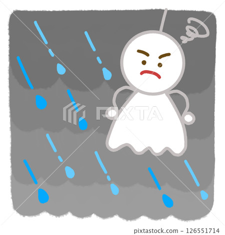 Illustration of a Teru Teru Bouzu getting angry in the rain Illustration of a Teru Teru Bouzu getting angry in the rain 126551714