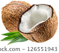 Fresh coconut and leaves 126551943