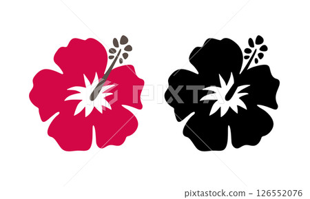 Hibiscus flat design icon set vector illustration 126552076