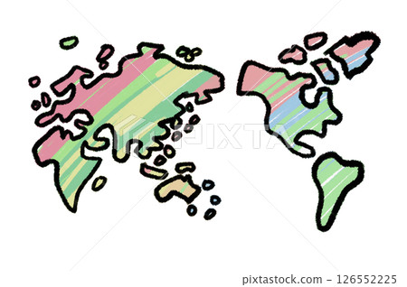 一張簡單的、粗略手繪的世界地圖 126552225
