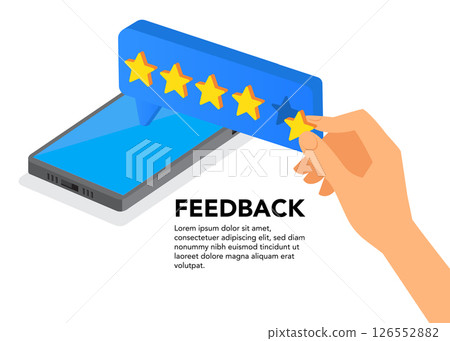 Isometric online customer review or feedback stock illustration 126552882