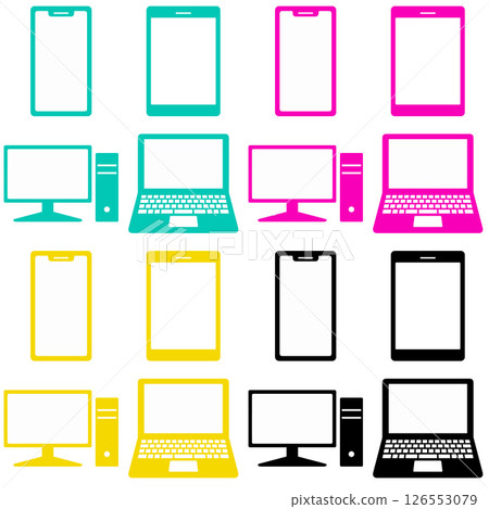 Smartphone and computer icon digital tools 4 color set 126553079