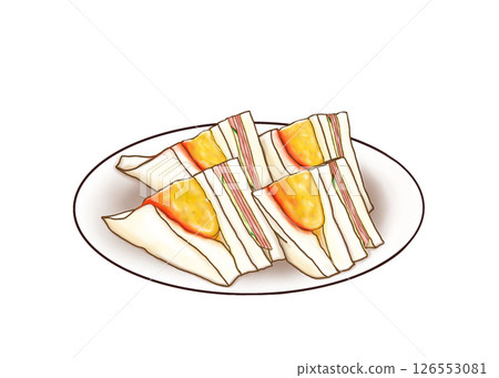 熱厚雞蛋火腿黃瓜混合三明治 126553081