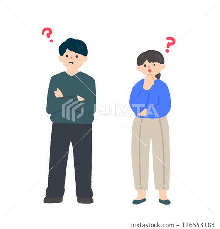 Young men and women with doubts 126553183