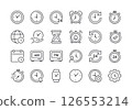 Time and Clock line icon set. Outline web icons. Vector illustration 126553214