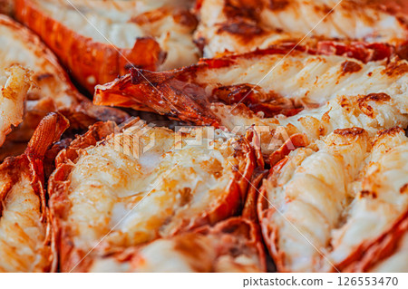 Fried lobsters in a pan on a plate... 126553470