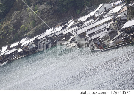 Boathouses along the coastline in Ine Town, Kyoto Prefecture 126553575