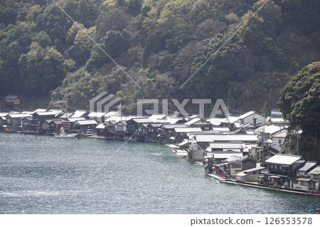 Boathouses along the coastline in Ine Town, Kyoto Prefecture Boathouses along the coastline in Ine Town, Kyoto Prefecture 126553578