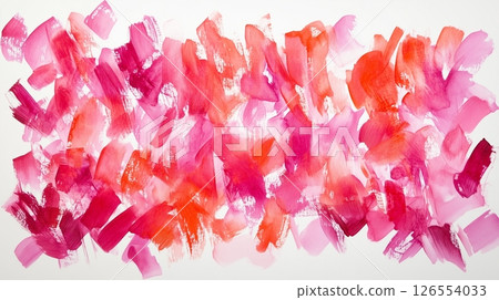 紅色和粉紅色水彩背景，油漆筆觸 126554033