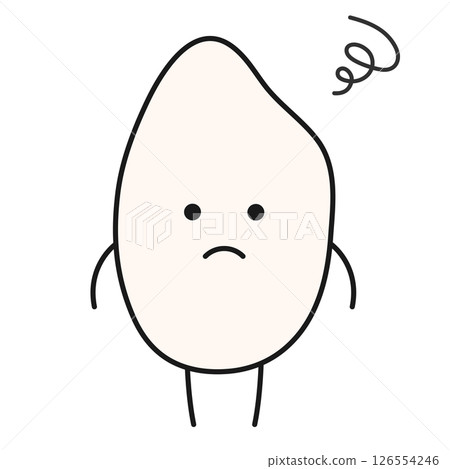 Rice character illustration with a troubled expression Rice character illustration with a troubled expression 126554246