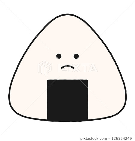 Illustration of a rice ball character with a troubled face 126554249
