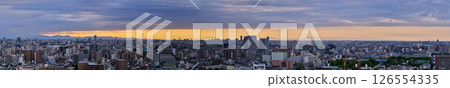 Panoramic cityscape of northern Tokyo at dusk 126554335