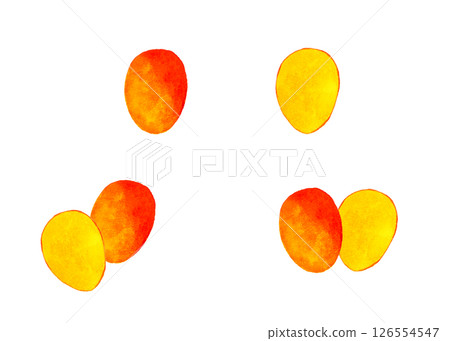 Mango set - A collection of hand-drawn watercolor illustrations of fruits 126554547