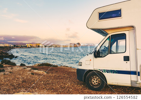 Motor home on sea shore, Spain 126554582