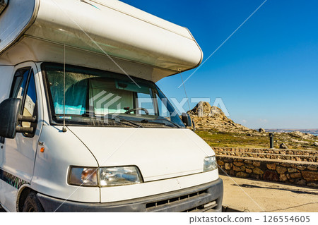 Camper rv camping on spanish coast 126554605