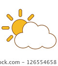 Simple cloud and sun illustration icon 126554658